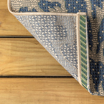 Zinnia Modern Floral Textured Weave Indoor/outdoor Round Rug